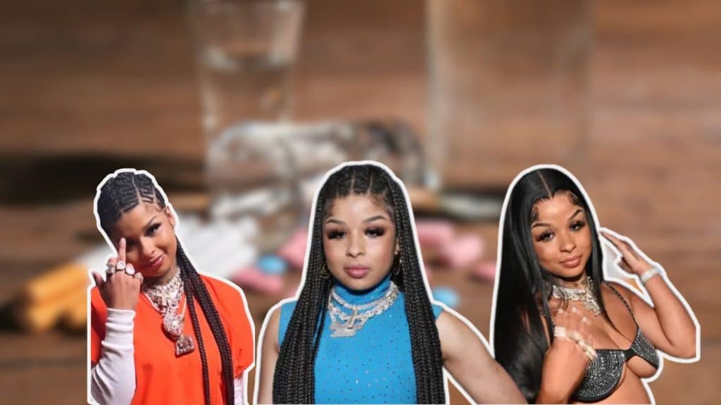 Chrisean Rock in various outfits, captured in a collage-style image