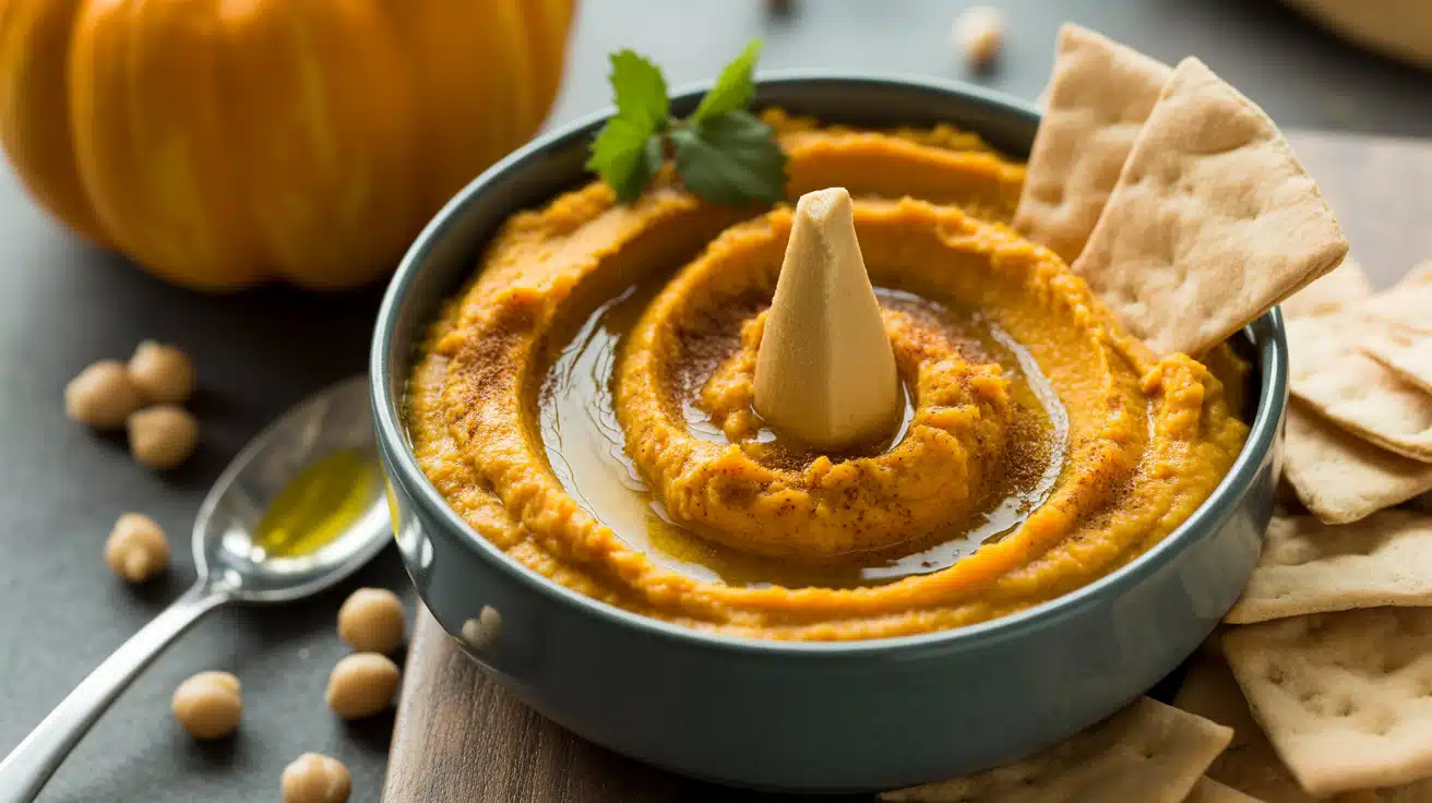 Pumpkin Hummus with Pita Chips