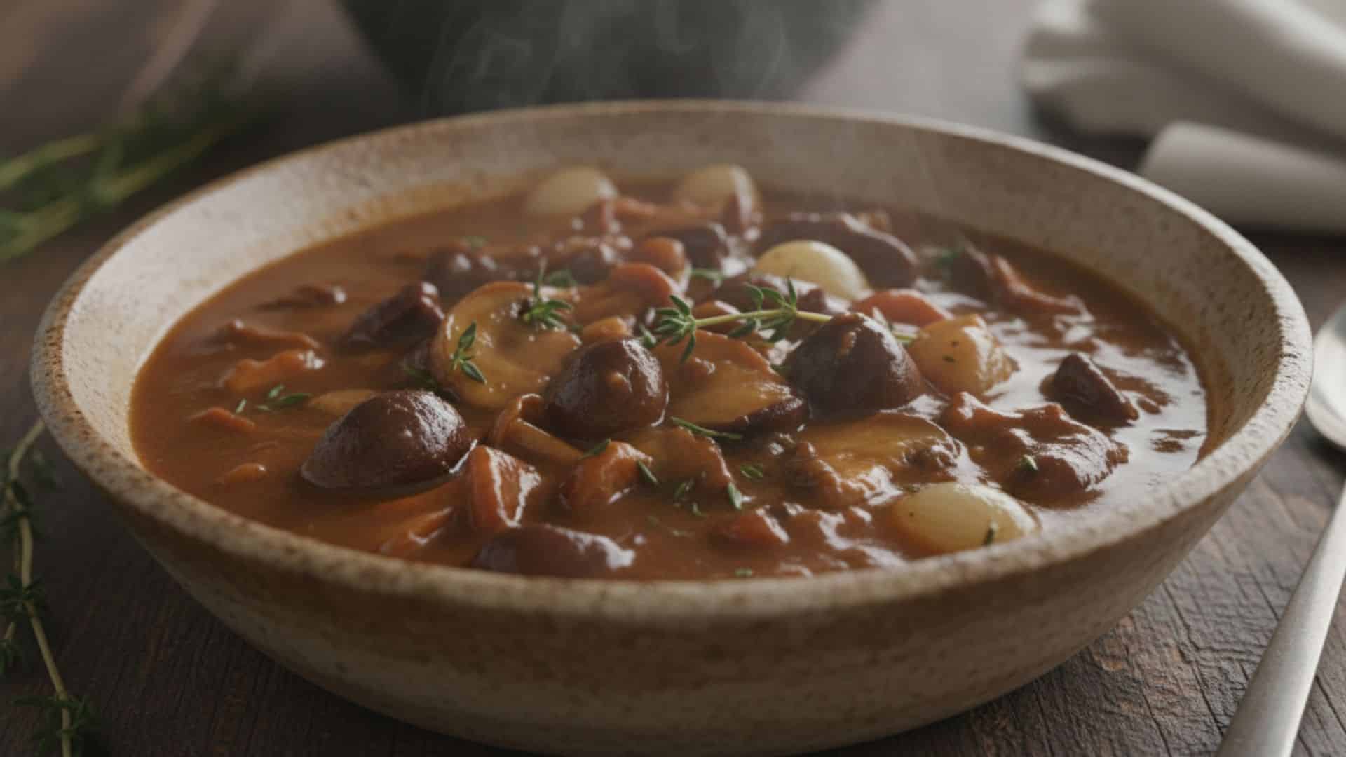 mushroom bourguignon stew