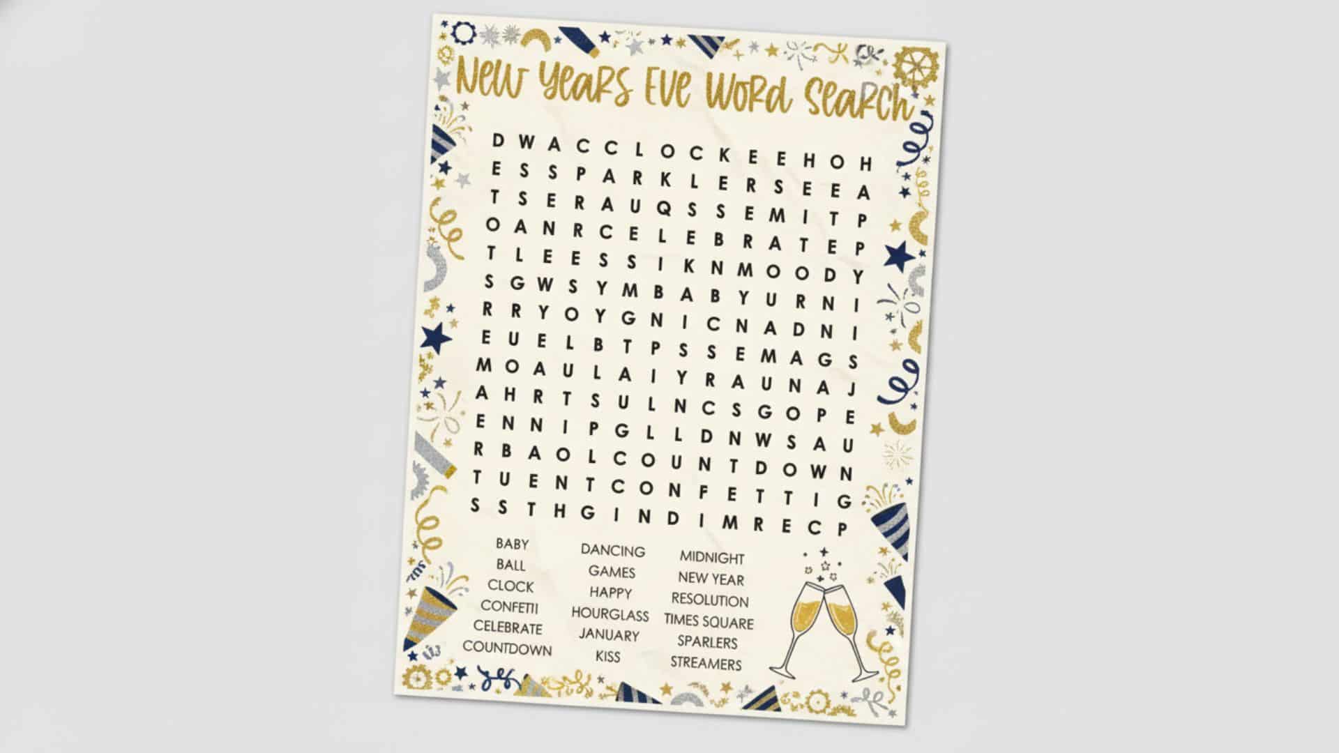 new year word search