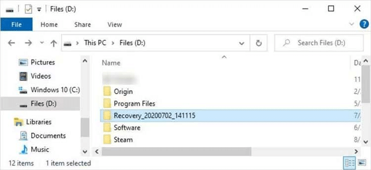 Lastly, locate your recovered photos in File Explorer by opening the destination drive and checking the Recovery_[date]_[time] folder.