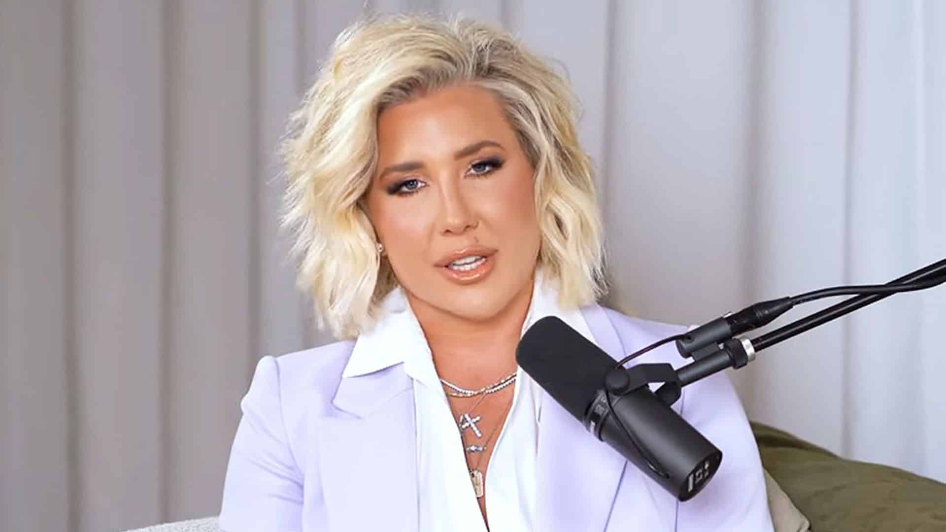 Savannah Chrisley speaking during a podcast episode discussing her split with robert shiver