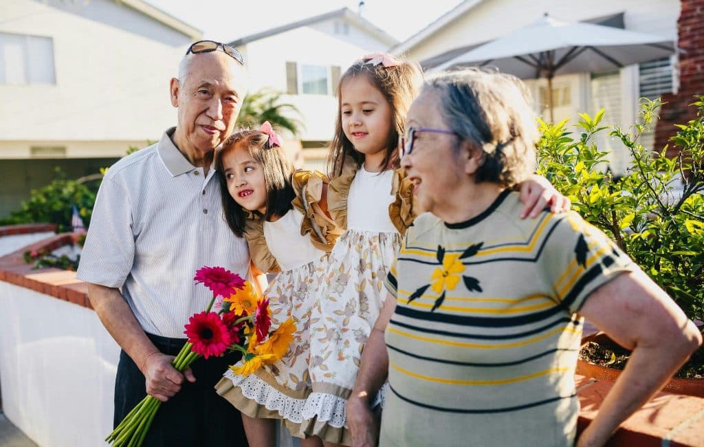 Grandparents with their grandchildren.