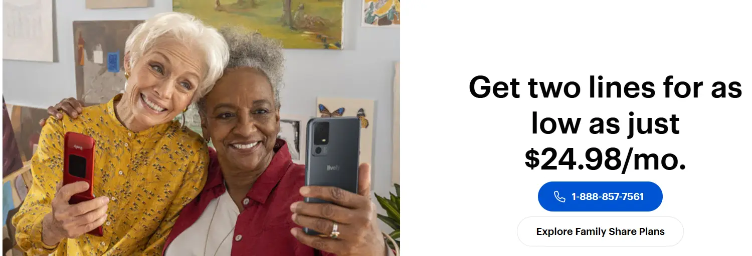 Two smiling women taking a selfie with smartphones in a cozy living room