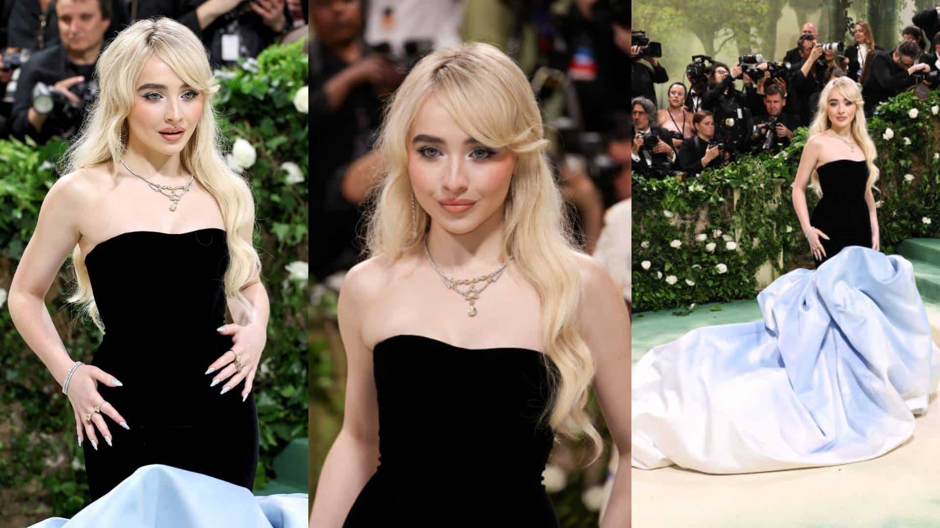 Sabrina Carpenter 2024 Met Gala Oscar de la Renta blue ballgown