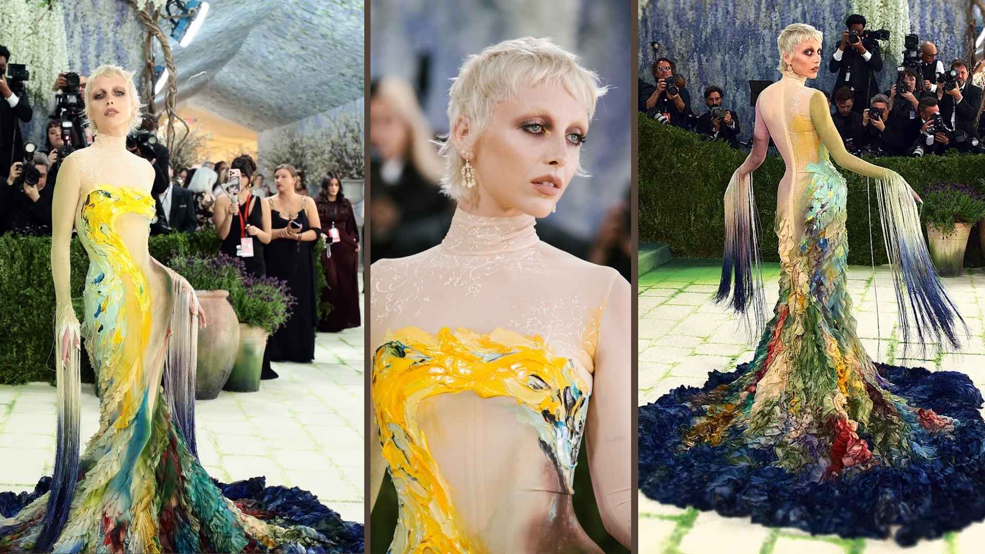 Emma Chamberlain at the Met Gala, wearing a chic outfit with simple but elegant styling.