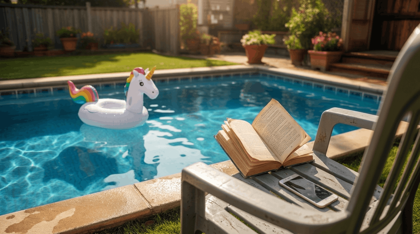 Unattended pool with child's float illustrating negligent mens rea in criminal law