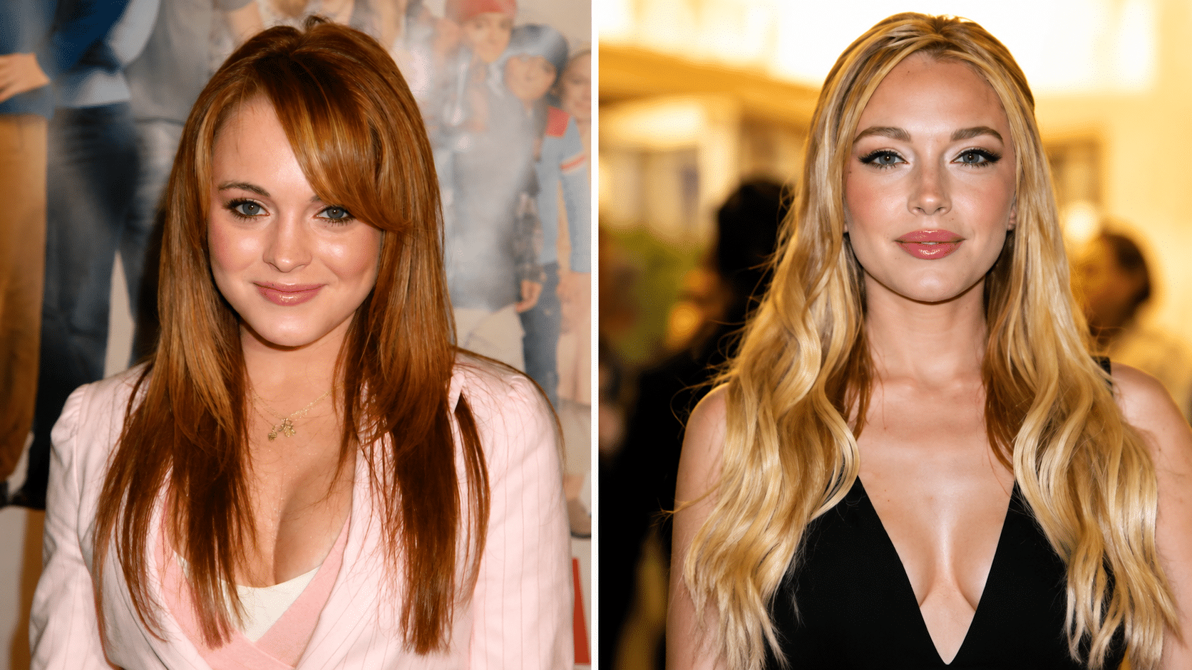 Lindsay Lohan lip comparison showing more structured upper lip appearance and subtle facial proportion changes