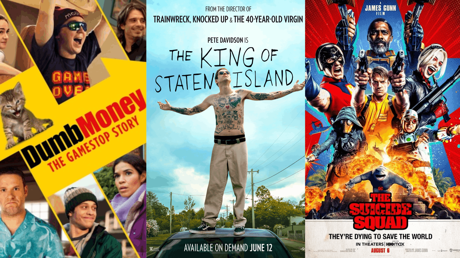 A collage of Movie poster in which Pete Davidson acted.