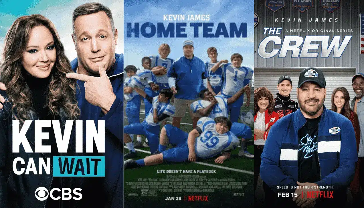 Kevin James starring in Netflix and CBS series, illustrating income streams and Kevin James net worth growth.