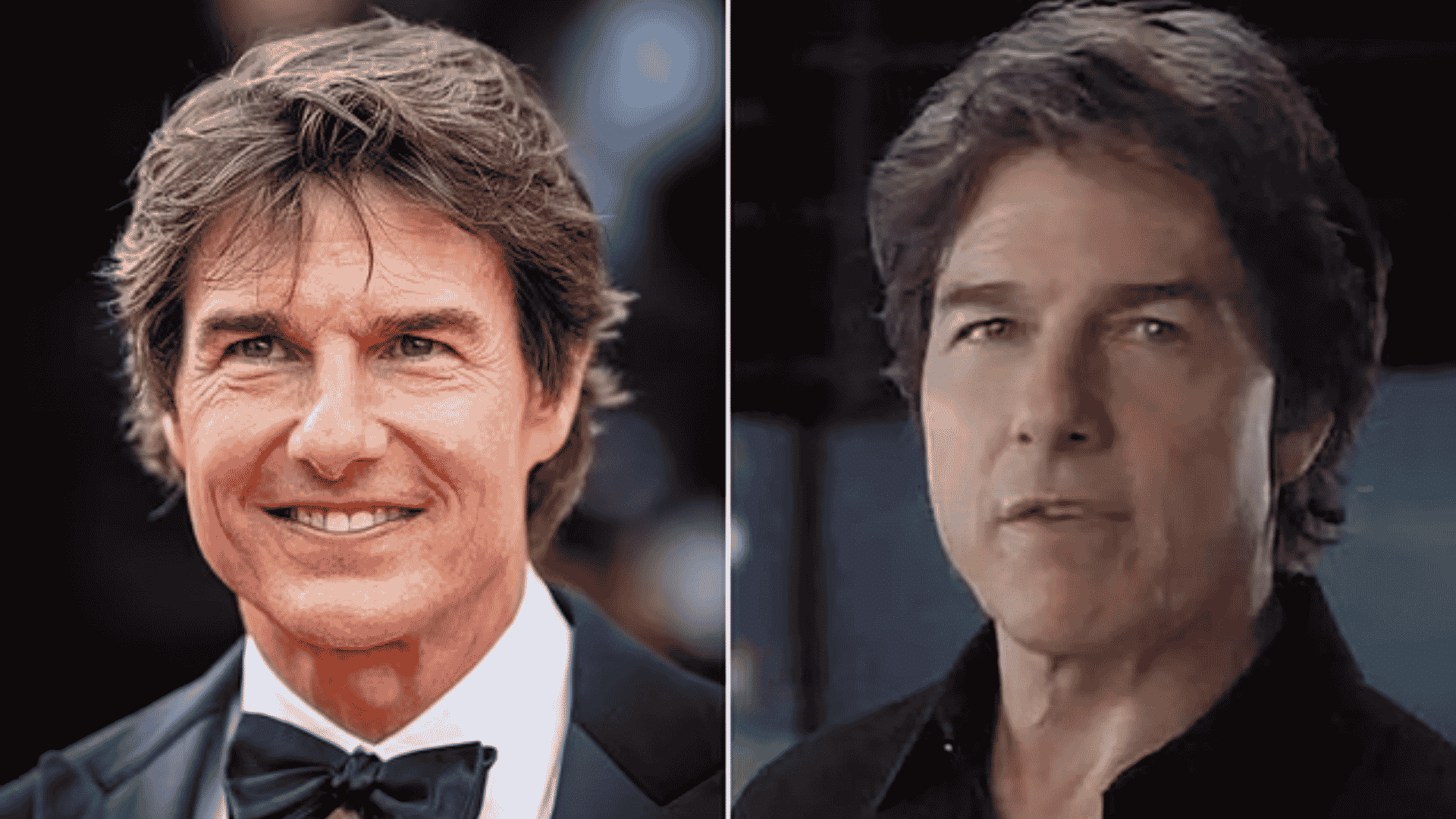 Tom Cruise before and after blepharoplasty comparison with less under-eye puffiness