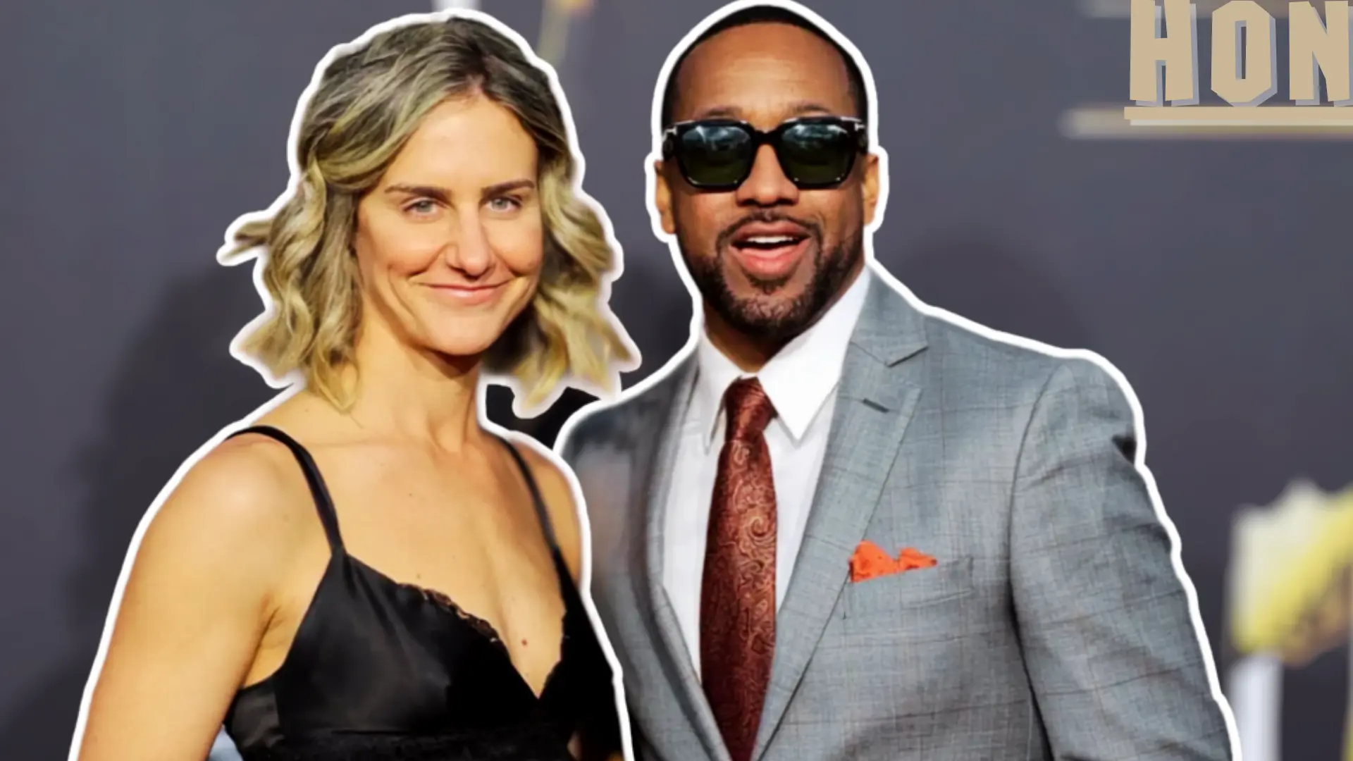 Jaleel White and his wife Nicoletta Ruhl posing together at the NFL Honors red carpet event.