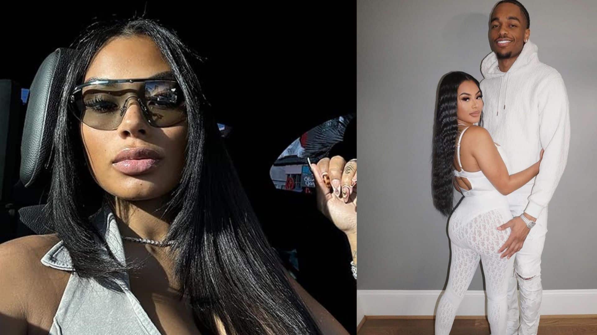 On the left side Alisah's selfie in a car and on the right side is the picture of the couple of her and PJ is visible on the right side in the background.