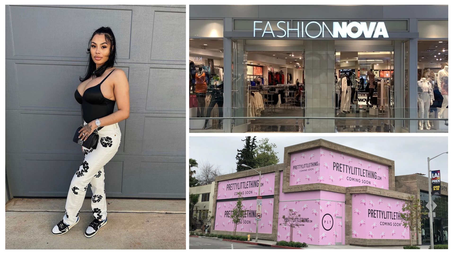 Alisah Chanel poses in mirror selfie wearing black leather jacket, styled fashion look inspired by PrettyLittleThing and Fashion Nova mall