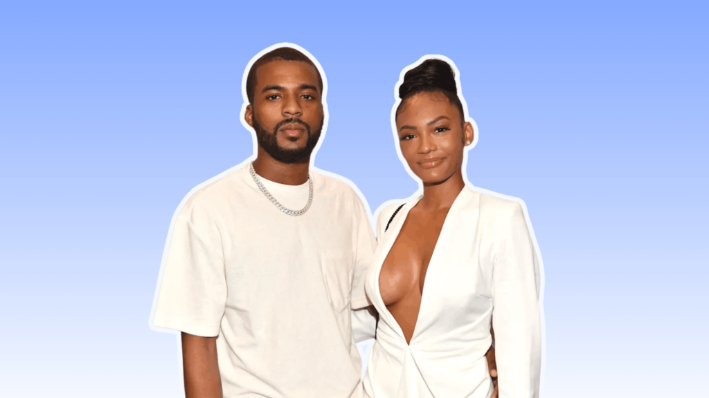 Jaylan Banks and his wife introduced in a soft editorial portrait concept representing a modern public figure connected to reality TV fame and social media attention, set against a clean blue gradient background with cinematic lighting and minimal aesthetic style.