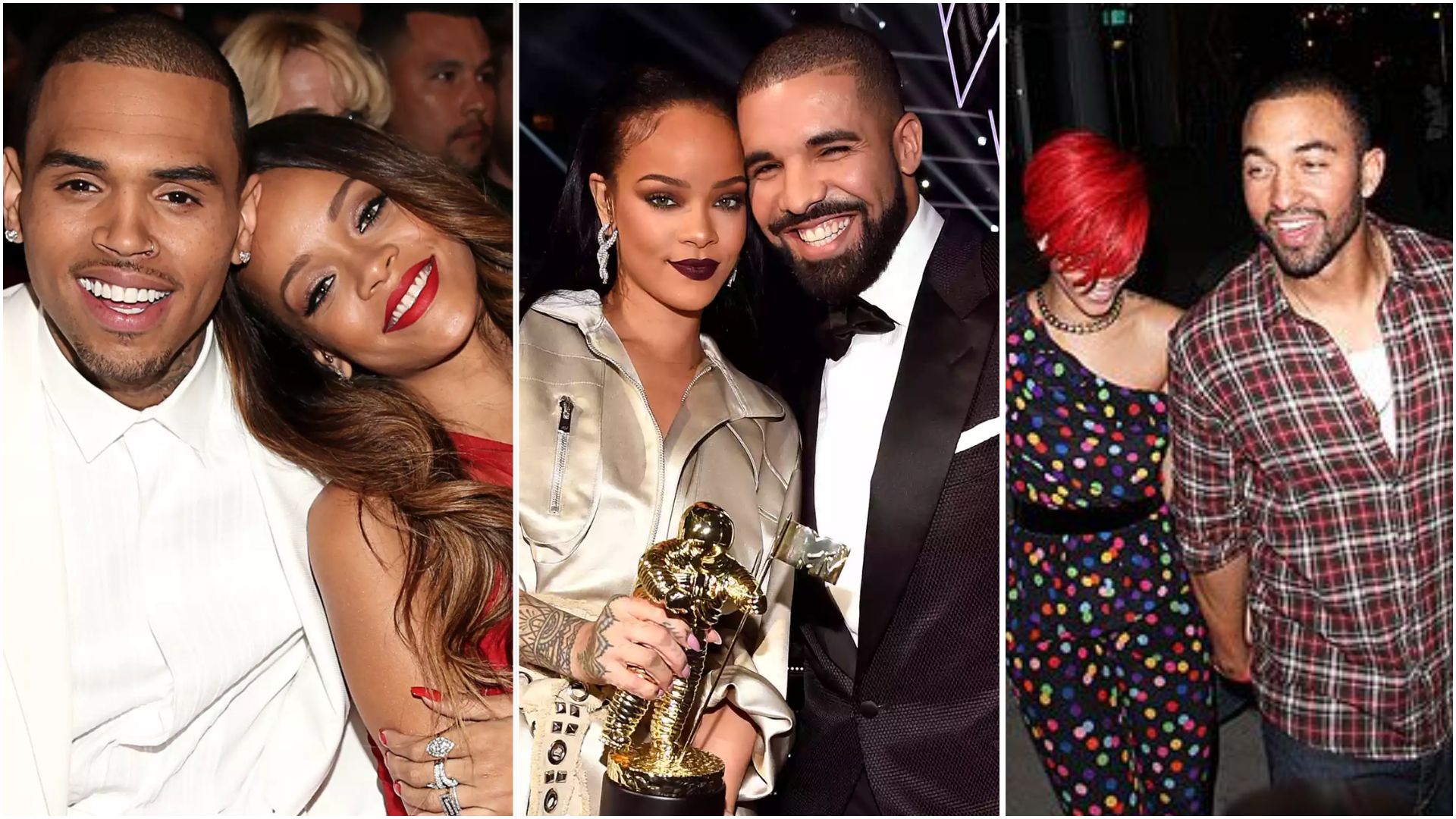 Rihanna at a public event during her career, representing her relationship history and past breakups.